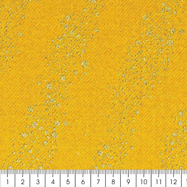 Tissu Molleton sweat à la coupe - Bulles brillantes sur fond Jaune moutarde - Par 10 cm - Photo n°3
