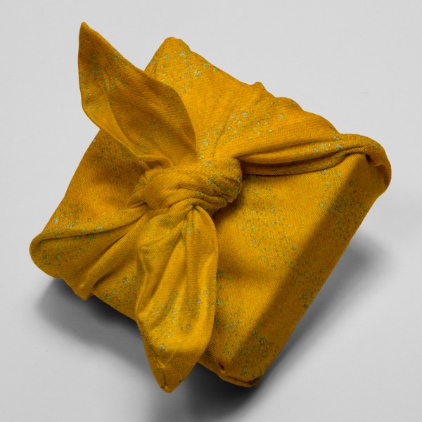 Tissu Molleton sweat à la coupe - Bulles brillantes sur fond Jaune moutarde - Par 10 cm - Photo n°4