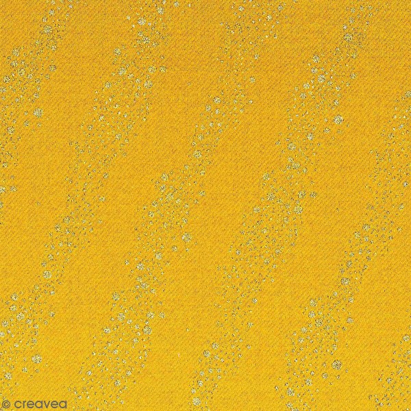 Tissu Molleton sweat à la coupe - Bulles brillantes sur fond Jaune moutarde - Par 10 cm - Photo n°1