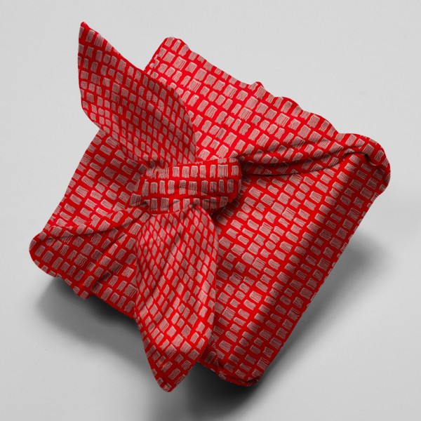 Tissu Toile coton à la coupe - Traits blancs sur fond rouge - Par 10 cm - Photo n°4