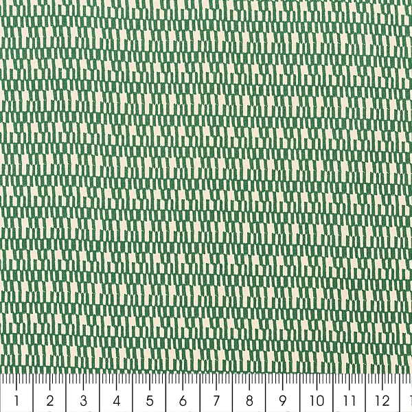 Tissu Toile coton à la coupe - Traits blancs sur fond vert - Par 10 cm - Photo n°3