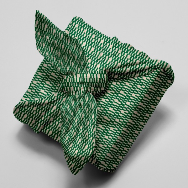 Tissu Toile coton à la coupe - Traits blancs sur fond vert - Par 10 cm - Photo n°4