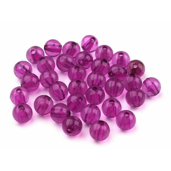 10g en Plastique Rose Perles Rondes 8mm Transparent - Photo n°3