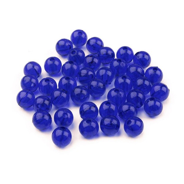 10g de Bleu de Cobalt en Plastique Perles Rondes 8mm Transparent - Photo n°2