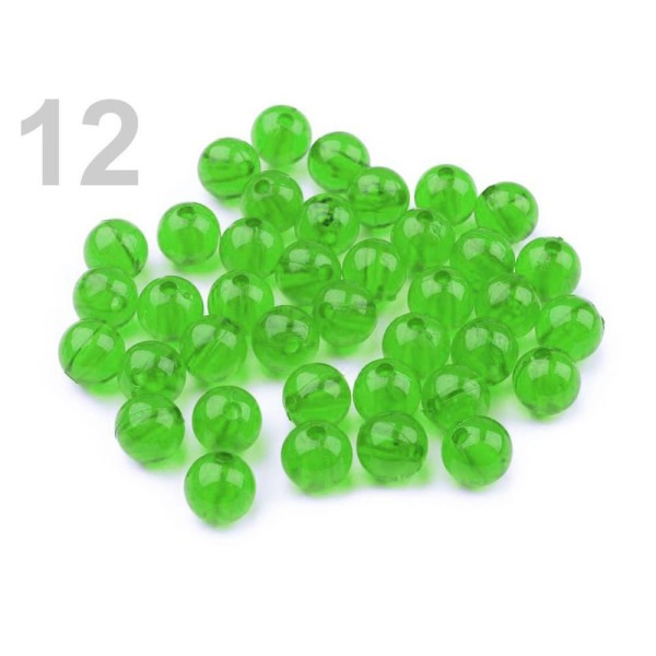 10g de Lumière Verte en Plastique Perles Rondes 8mm Transparent - Photo n°2