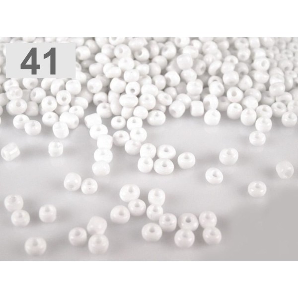 50g 41 Blanc en Verre de Semences de Perles de rocaille 8/0 - 3mm - Photo n°1