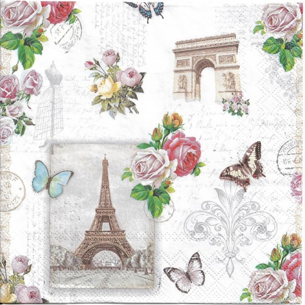 4 Serviettes en papier Paris Monuments  Format Lunch Decoupage Decopatch 13313040 Ambiente - Photo n°1