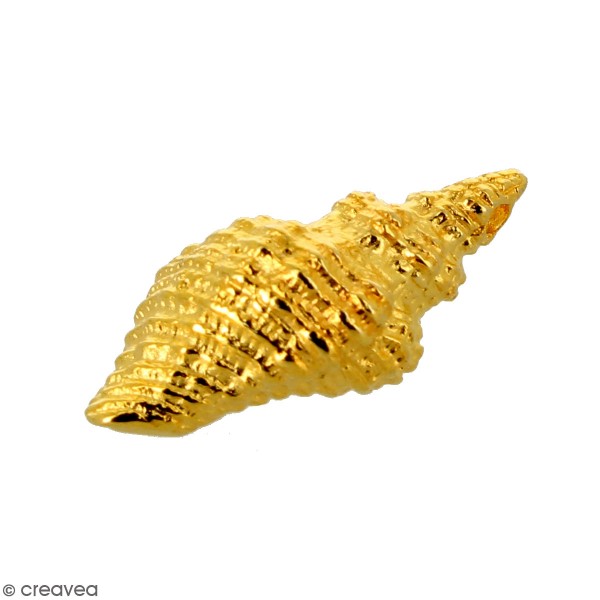 Breloque Coquillage spirale en métal doré - 12 x 22 mm - Photo n°1