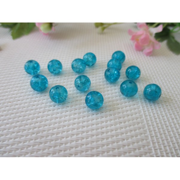Perles en verre craquelé 8 mm bleu x 20 - Photo n°1