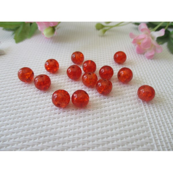 Perles en verre craquelé 8 mm rouge x 20 - Photo n°1
