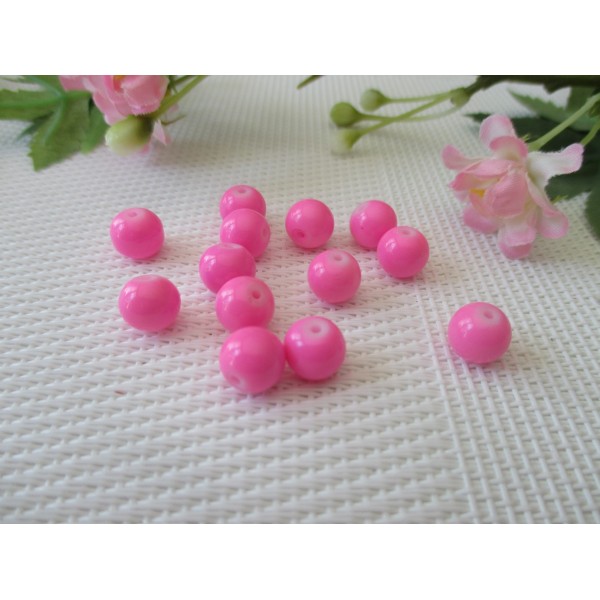 Perles en verre ronde 8 mm rose bonbon x 20 - Photo n°1