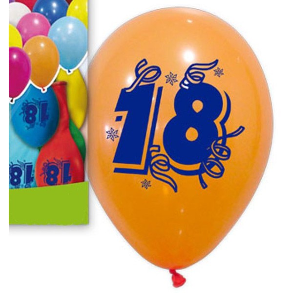 10 Ballons anniversaire 18 ans 30 cm assortis - Photo n°1