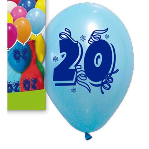 10 Ballons anniversaire 20 ans 30 cm assortis - Photo n°1