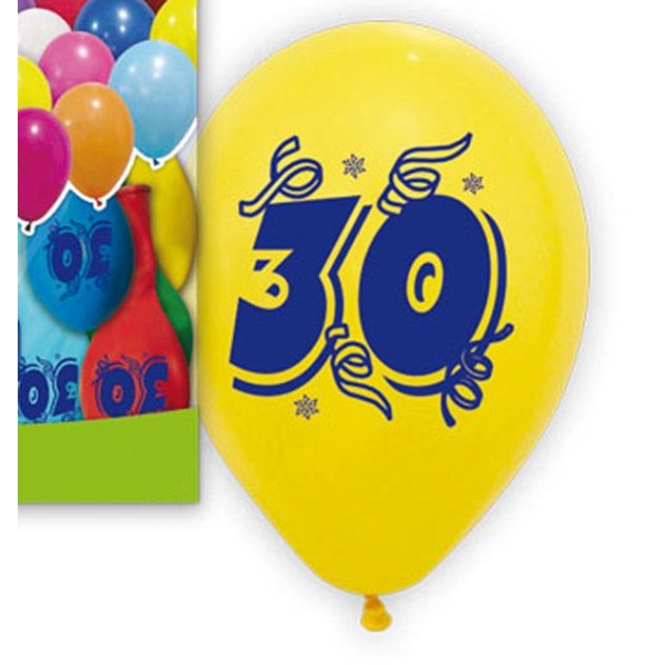 10 Ballons anniversaire 30 ans 30 cm assortis - Photo n°1
