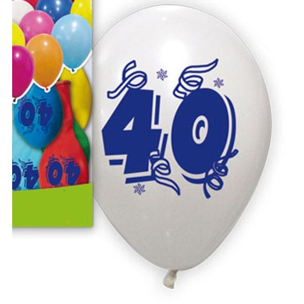 10 Ballons anniversaire 40 ans 30 cm assortis - Photo n°1