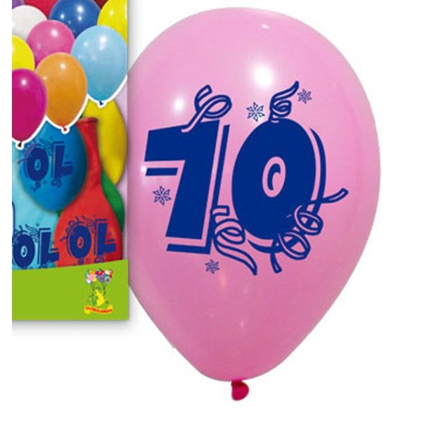 10 Ballons anniversaire 70 ans 30 cm assortis - Photo n°1