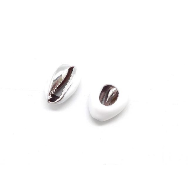 Perle Coquillage Cauris Blanc et Argenté 20mm - 25mm - Photo n°4