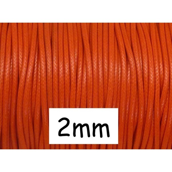 R-5m Cordon Polyester Enduit 2mm Souple Imitation Cuir Orange Vif - Photo n°1