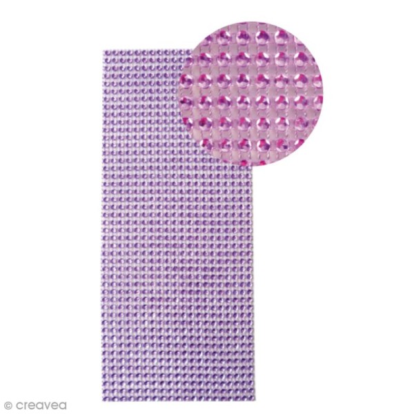 Strass adhésifs en bande - Violet - 10 x 25,5 cm - Photo n°1