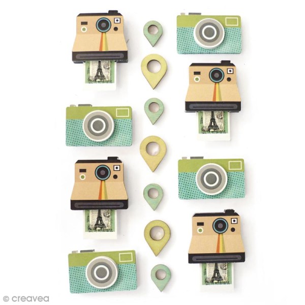 Stickers 3D - Polaroid - 45 mm - 8 pcs - Photo n°1