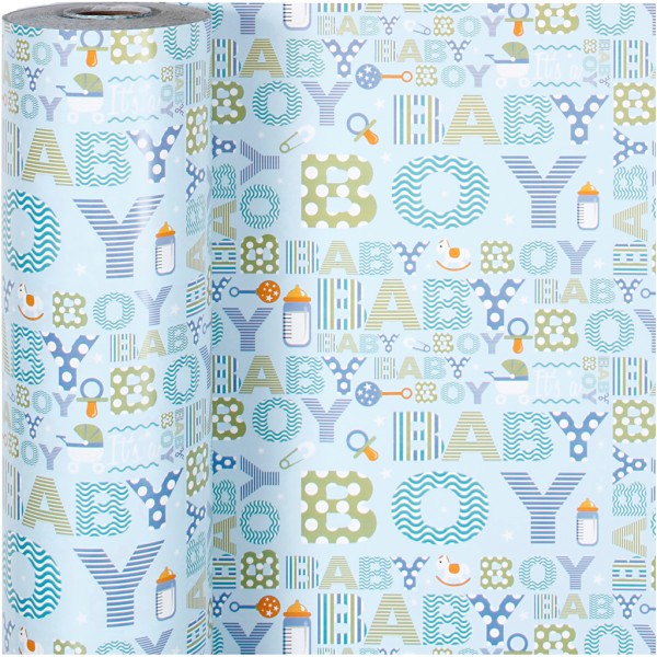 Rouleau de papier cadeau - Baby boy bleu - 50 cm x 150 m - Photo n°1