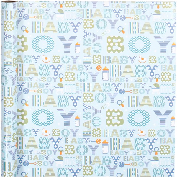 Rouleau de papier cadeau - Baby boy bleu - 50 cm x 50 m - Photo n°1