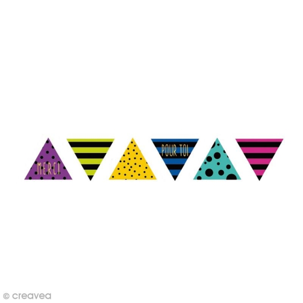 Rouleau de stickers pré-découpés - Triangles Multicolore - 30 mm x 5 m - 190 pcs - Photo n°1
