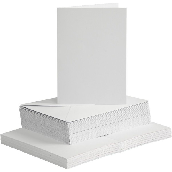 Assortiment cartes et enveloppes - 10,5 x 15 cm - Blanc - 50 sets - Photo n°1