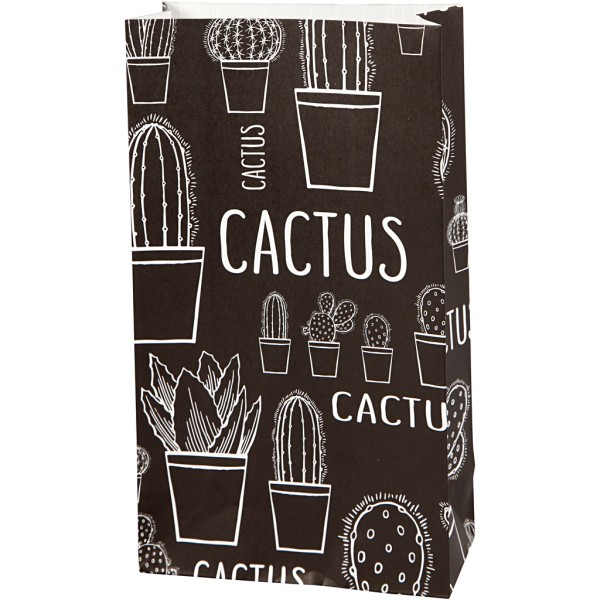 Sac cadeau en papier - Cactus - 6 x 12 x 21 cm - 8 pcs - Photo n°1