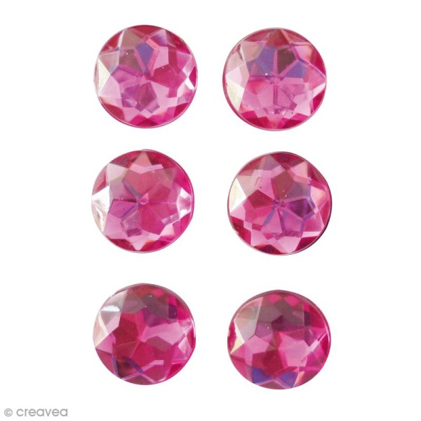 Mini magnets strass diamants - Rose fuchsia - 17 mm - 6 pcs - Photo n°1
