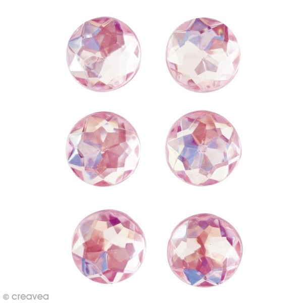 Mini magnets strass diamants - Rose - 17 mm - 6 pcs - Photo n°1