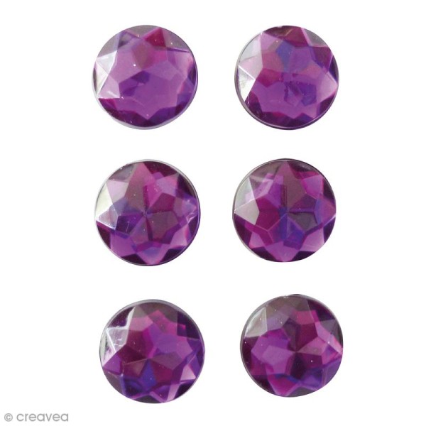 Mini magnets strass diamants - Violet - 17 mm - 6 pcs - Photo n°1
