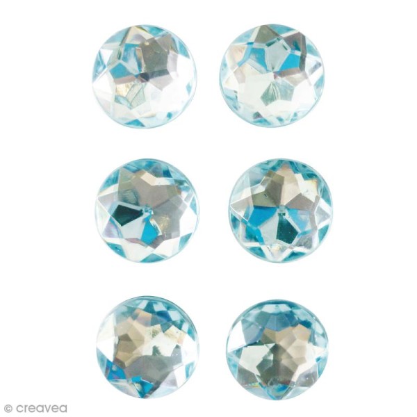 Mini magnets strass diamants - Bleu - 17 mm - 6 pcs - Photo n°1