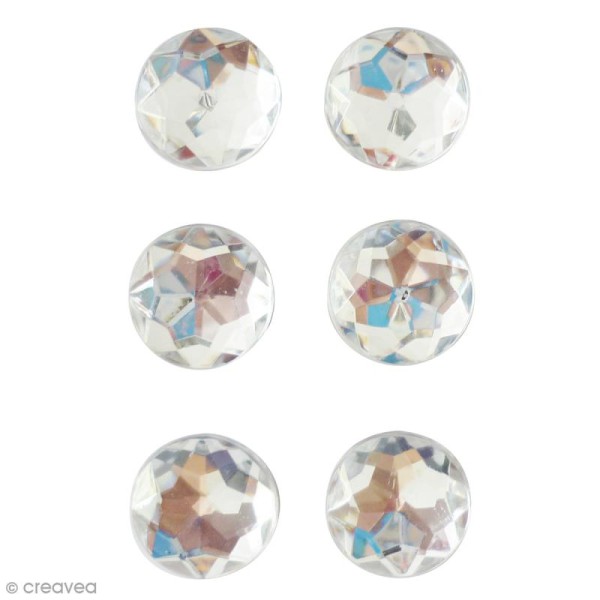 Mini magnets strass diamants - Blanc - 17 mm - 6 pcs - Photo n°1