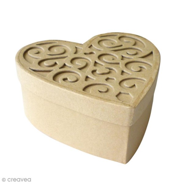 Boîte coeur en carton avec couvercle - 15 cm - Photo n°1