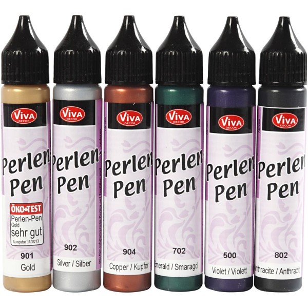 Perle Pen, Couleurs Métalliques, 6X25Ml - Photo n°1