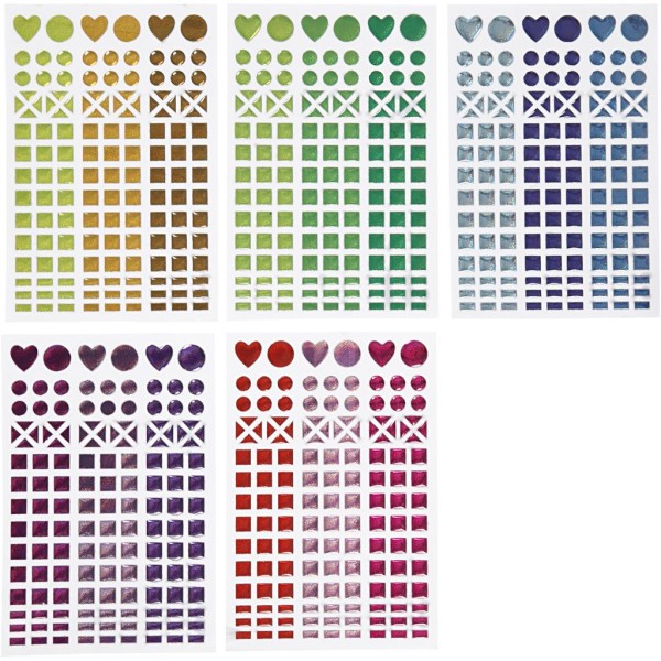 Autocollants Mosaïques 3D Coeurs et formes géométriques - Diamètre de 0,8 à 1,4 cm - 10 pcs - Photo n°1
