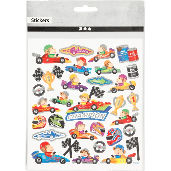 Stickers plastifiés - Course Automobile - Détails pailletés - 31 pcs - Photo n°2