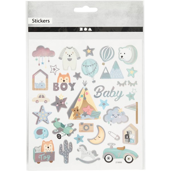 Stickers plastifiés - Baby boy - Détails métallisés - 32 pcs - Photo n°2