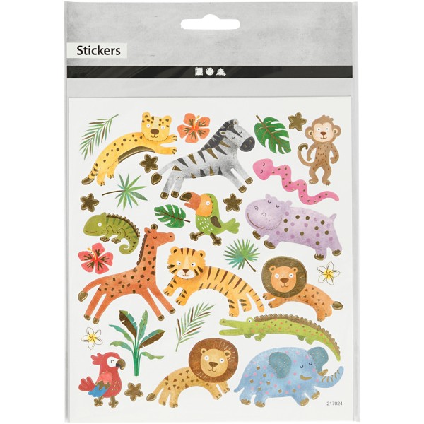 Stickers fantaisie en papier - Animaux de la jungle - 30 pcs - Photo n°2