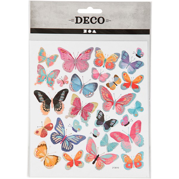 Stickers fantaisie en papier - Papillons à détails argentés - 27 pcs - Photo n°2
