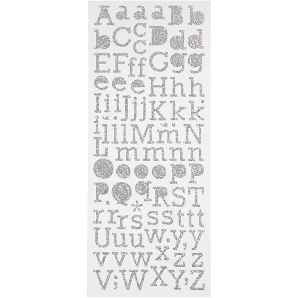 Stickers pailletés - Alphabet argent - 170 pcs - Photo n°1