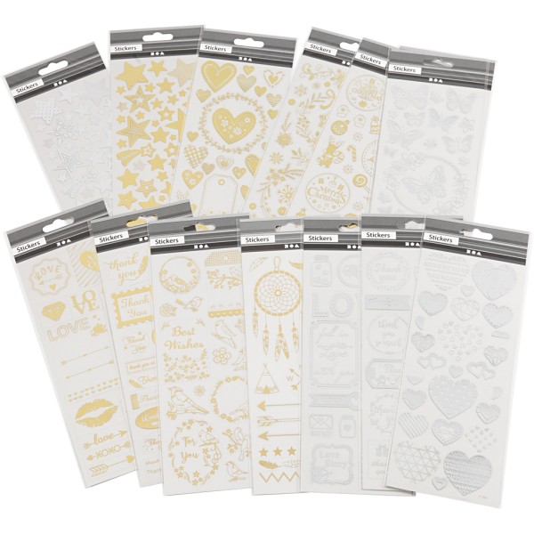 Stickers peel off dorés et argentés - 10 x 24 cm - 14 feuilles - Photo n°2