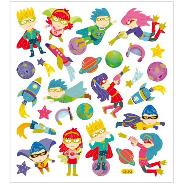 Stickers papier - Super-héros - 28 pcs - Photo n°1