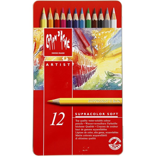 Crayons aquarellables Supracolor Caran d'Ache - Boîte de 12 crayons - Photo n°2