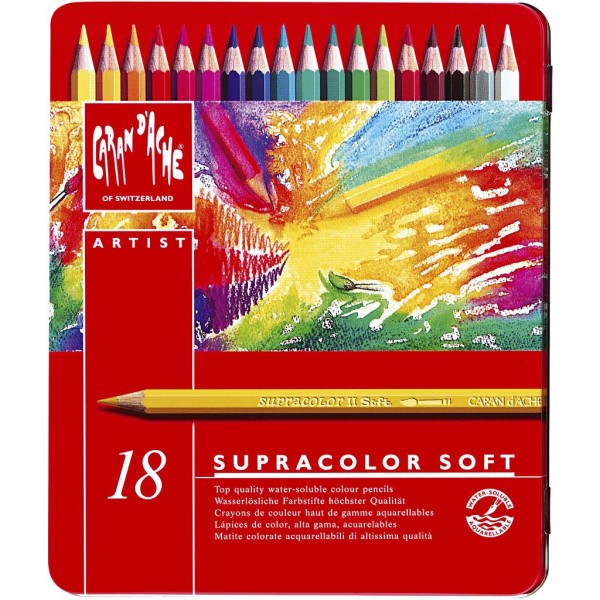 Crayons aquarellables Supracolor Caran d'Ache - Boîte de 18 crayons - Photo n°2