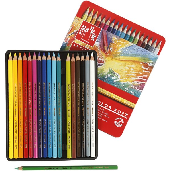 Crayons aquarellables Supracolor Caran d'Ache - Boîte de 18 crayons - Photo n°1
