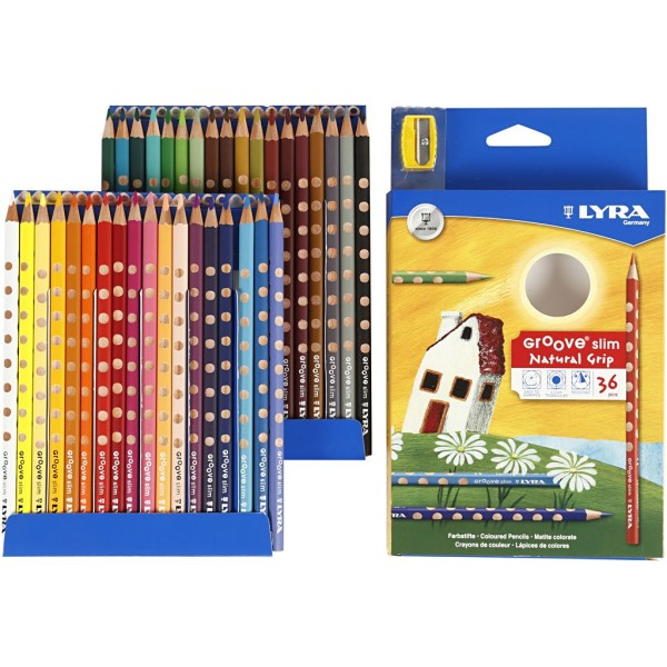Crayons De Couleur Groove Slim, L: 18 Cm, Mine: 3,3 Mm, Couleurs Assorties, 36Pièces - Photo n°1