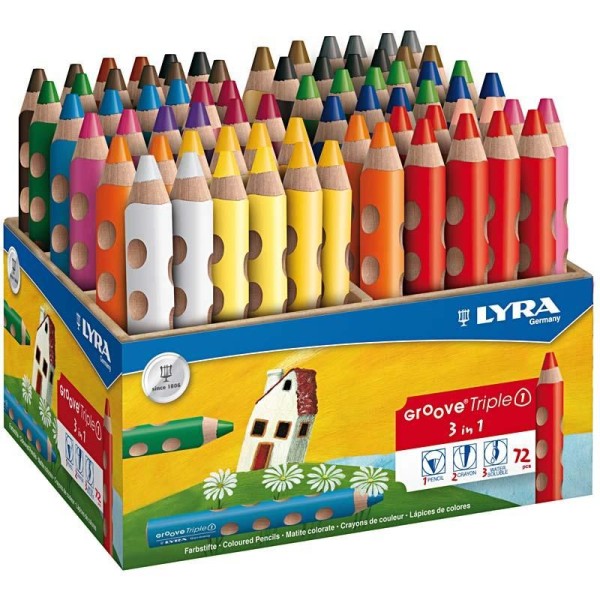 Crayons De Couleur Groove Triple1, L: 12 Cm, Mine: 10 Mm, Couleurs Assorties, 72Pièces - Photo n°1