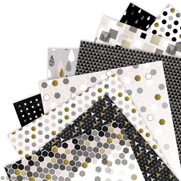Papier scrapbooking Papermania - Geometric Mono - 36 feuilles 30,5 x 30,5 cm - Photo n°3